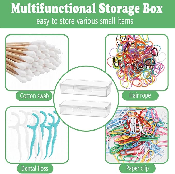 MatFirsmo Cotton Swab Holder for Travel, 2 Pcs Portable Small Dental Floss Holder Clear Plastic Cotton Pad Holder, Travel Floss Picks Case Storage Containers with Dustproof Lid