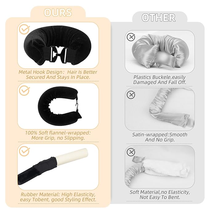 Overnight Heatless Hair Curler Satin Flexi Rods for Heatless Overnight Jumbo Curls, No-Heat Styling Tools for All Hair Types, 3pcs Wine