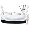 ABenkle Small Storage Basket for Toilet Tank Top - Jute Rope Woven Organizer with Handle, Boho Countertop Bathroom Decor, Toilet Paper Holder, 13x6x4 Inch