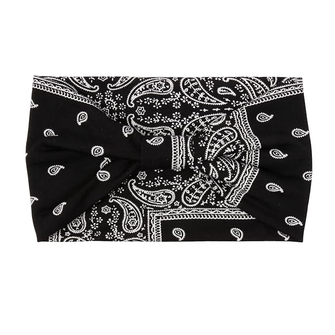 Huachi Wide Headbands for Women Black Stylish Head Wraps Boho Bandeau Thick Hairbands Large No Slip African Sport Yoga Workout Turban Headband Hair Accessories (Pack of 4)