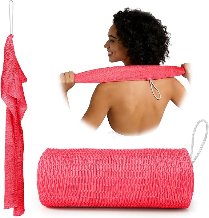 Bathway African Net Sponge Authentic, 47 inches Exfoliating Body Scrubber, Back Scrubber for Shower, African Bath Sponge with Knots, Durable Loofah Washcloth for Women & Men Daily Use