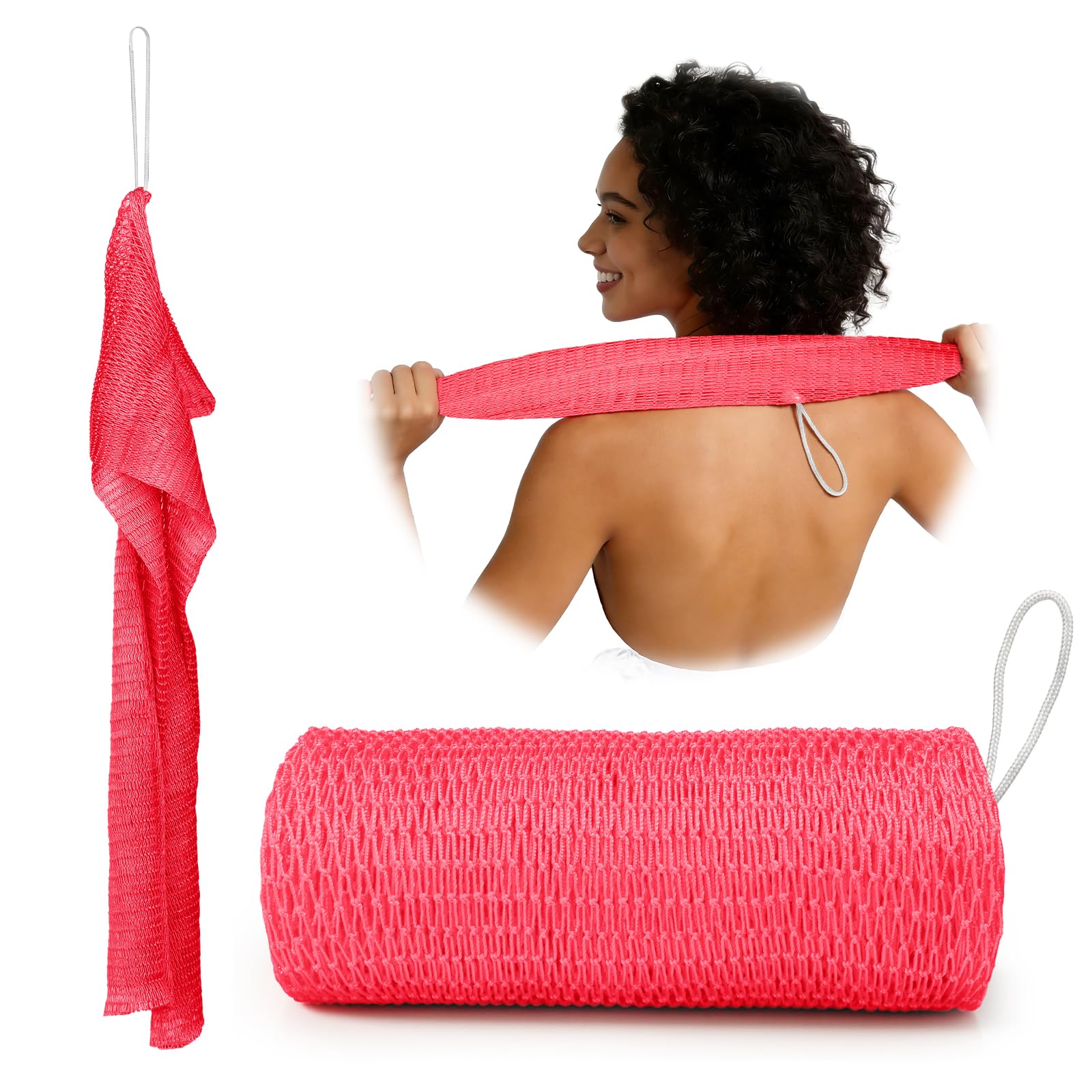 Bathway African Net Sponge Authentic, 47 inches Exfoliating Body Scrubber, Back Scrubber for Shower, African Bath Sponge with Knots, Durable Loofah Washcloth for Women & Men Daily Use