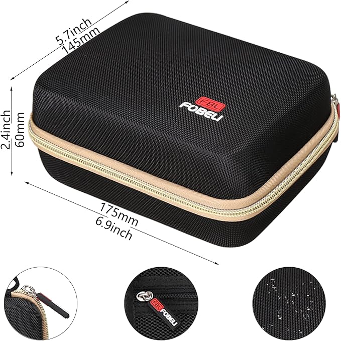 FBLFOBELI EVA Hard Storage Case for Ufree/for Brightup FK-8788T/ for Wahl 9916-817V Electric Razor Foil Shavers for Men, Hair Beard Trimmer Grooming Shaving Kit Storage Holder (Black+Gold Zipper)