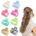 Cobinaan Medium Claw Hair Clips for Women and Girls, 2" Marble Pattern Rectangle Clips for Thin or Thick Hair, Nonslip Hair Jaw Clip