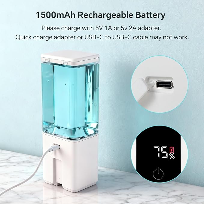 LAOPAO Automatic Soap Dispenser Wall Mount Rechargeable Liquid Soap Pump for Kitchen, Touchless Soap Dispenser for Dish/Hand/Shower Soap, Home & Commercial, 540ml, White