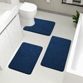 YIHOUSE Bathroom Rugs Mat Set, Memory Foam Bath Mat 3 Piece Navy Blue