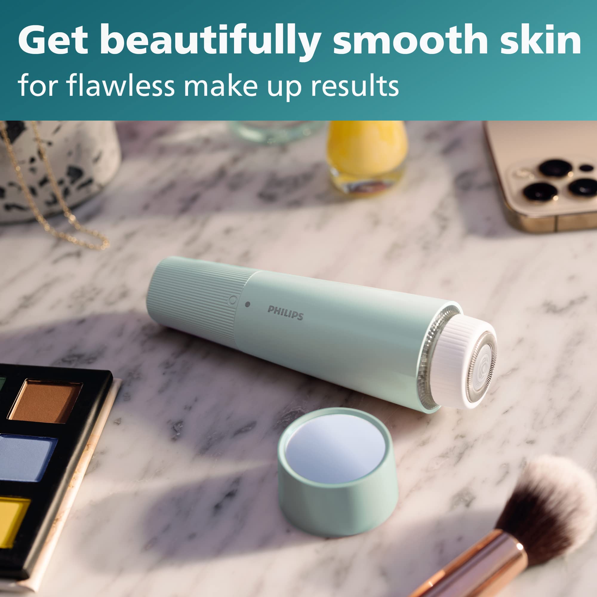 Philips Beauty Series 5000 Electric Shaver and Personal Groomer for Women, Cordless & Compact, Hypoallergenic Head, Gentle & Quick Hair Removal Easy Touch Ups, Mint Green, BRR474/00