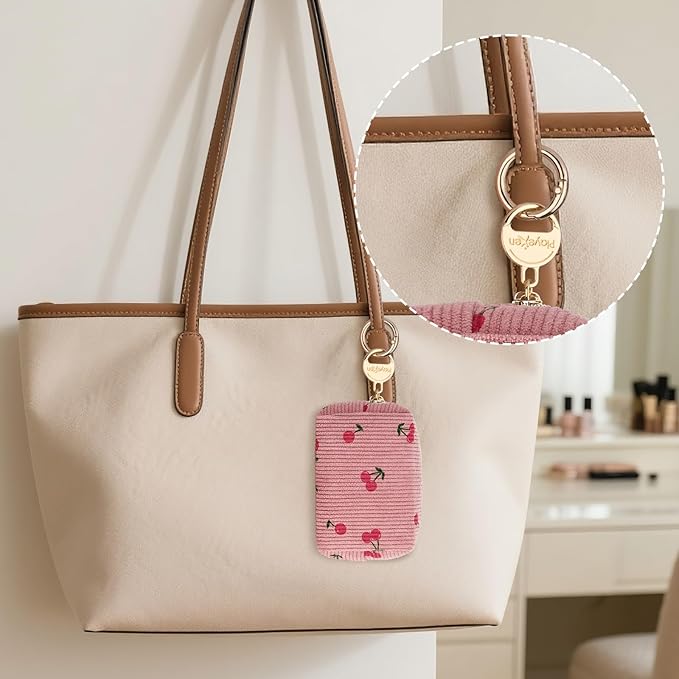 Playexen Mini Makeup Bag, Corduroy Small Cosmetic Bag for Purse, C-DPink