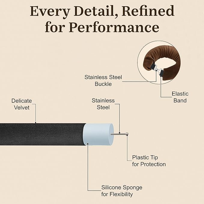 VISOFO Heatless Curls Overnight | Rods for Blowout Look, Long Hair Rollers Blow Out Curling Rod No Heat Flexi Foam Tubes Silk Satin Velvet Soft Curlers to Sleep In Tools Set (Black, 3 Set)
