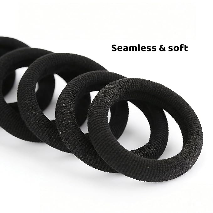 Tunbao 500 Psc Baby Hair Ties,Soft Cotton Toddler Hair Ties,Small Seamless Hair Bands for Girls and Kids,Black Hair Elastics Ponytail Holders