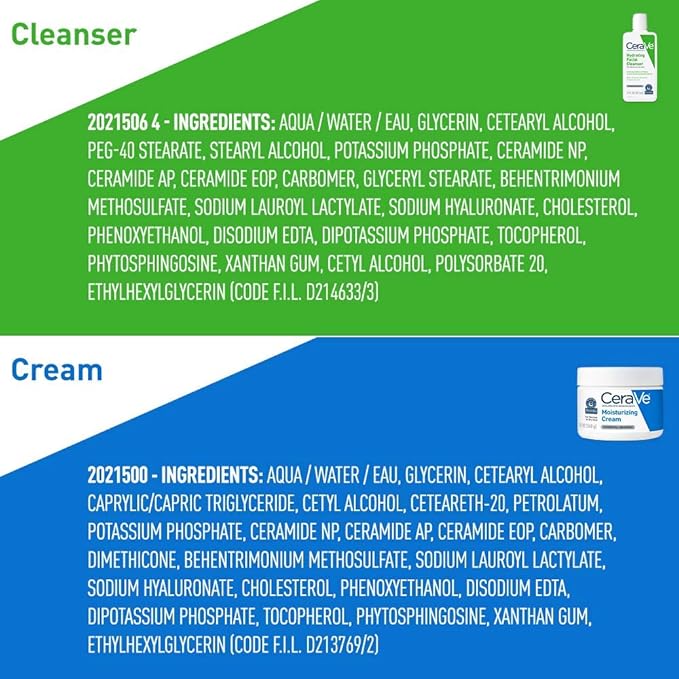 CeraVe Moisturizing Cream and Hydrating Face Wash Trial Combo, 12oz Cream + 3oz Travel Size Cleanser