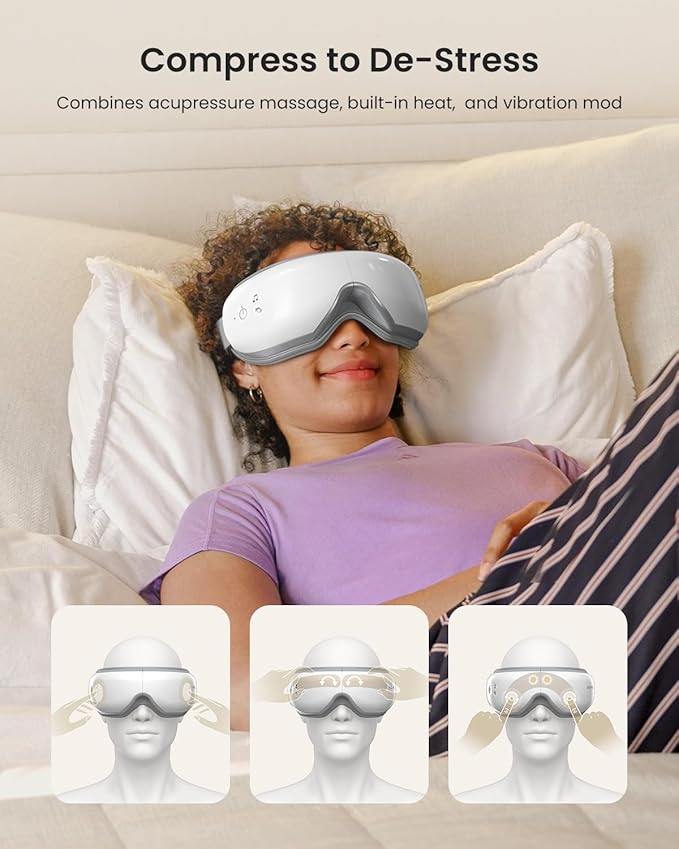 RENPHO Eyeris 1V Eye Massager with Voice Control, FSA Eligible HSA, Heated Smart Eye Mask with Bluetooth Music for Dry Eyes, Birthday Gifts for Women & Men, Graduation Gifts for Students
