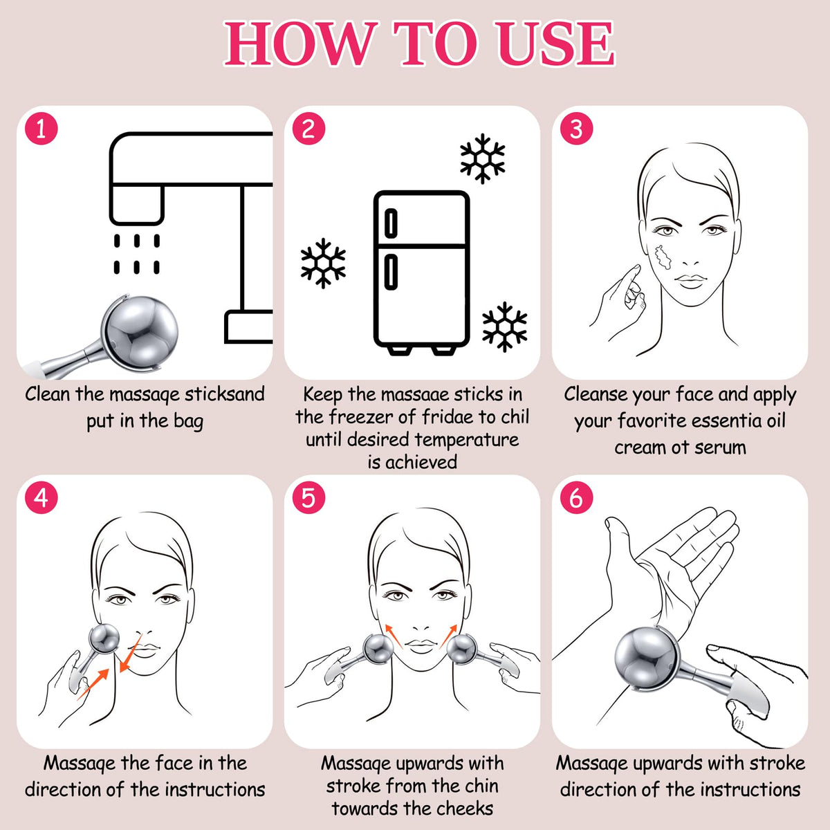 360° Rotating Ice Globes for Face & Eyes,Cryo Sticks Facial Skin Care Tools