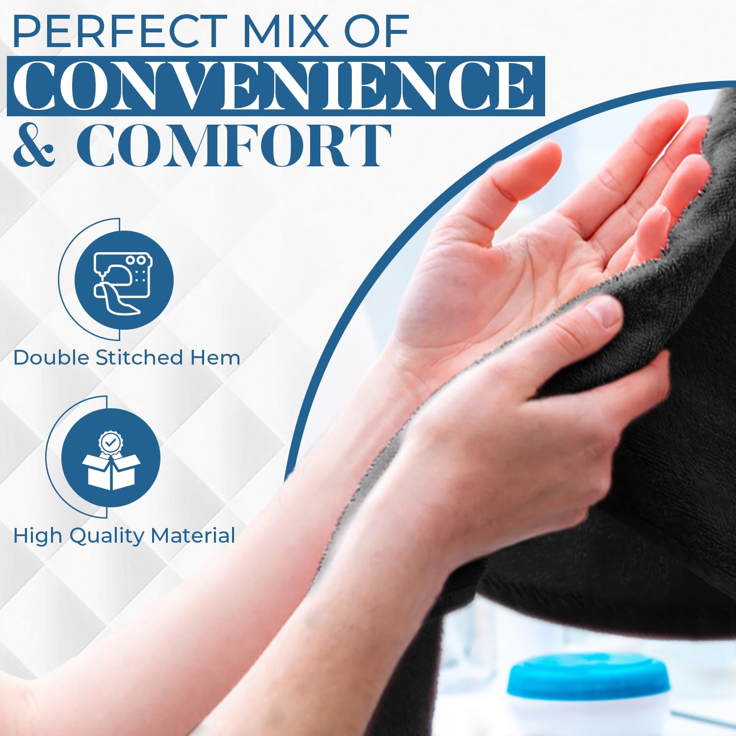 DAN RIVER 6-Pack Premium Hand Towels (16x28 Inches) - 100% Cotton, Ultra Soft, Lightweight, Highly Absorbent Towels for Bathroom, Spa, Gym, Salon, Hotel, and Travel - Black