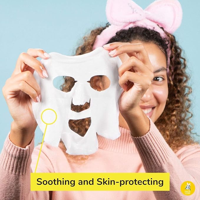 FACETORY K Beauty Face Mask Skin Care - SOS SAVE OUR SKIN RESTORING Sheet Mask with Royal Jelly & Aloe | De-Stress, Dewy Skin (10 Pack)