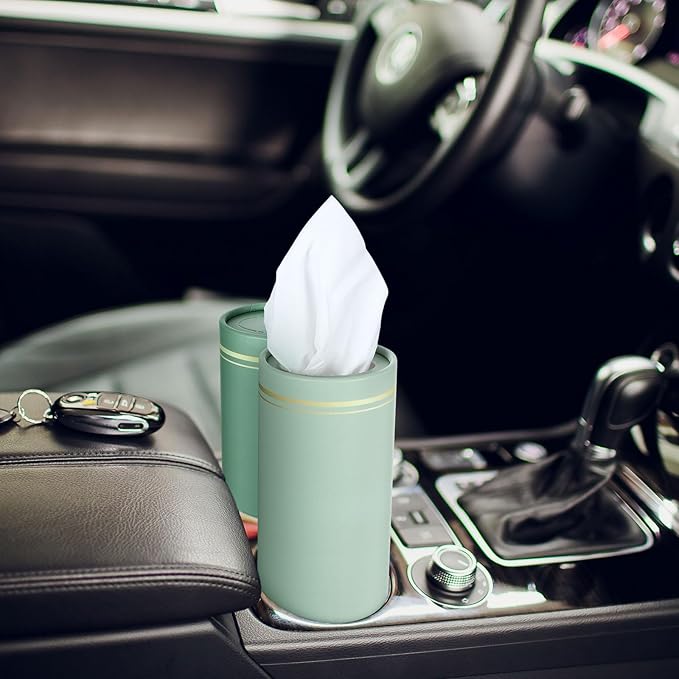 Fourluoo 12 Pack Car Tissue Cylinder Holder Bulk with 3 Ply Facial Tissues, Round Napkin Holders for Cup Holder Cylinder Travel Paper Tubes Bulk Round Napkin Boxes Packs (Fresh Color)