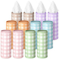 Fourluoo 12 Pack Spring Tissue Boxes for Car Cylinder Bulk Colorful Plaid Round Cylinder Holder with 3 Ply Facial Tissues for Spring Easter Travel Bathroom Office Decoration Supplies