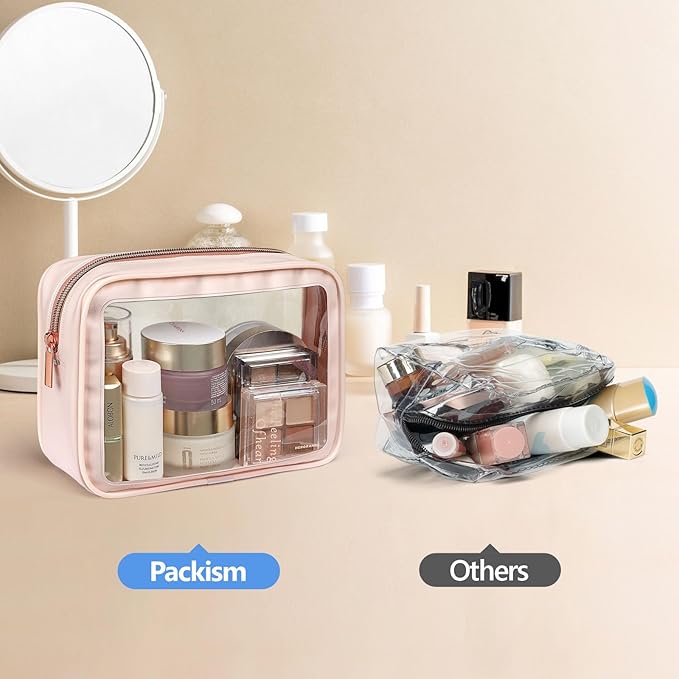 PPACKISM Clear Makeup Bag Travel - TSA Approved Toiletry Bag, Multi-colored