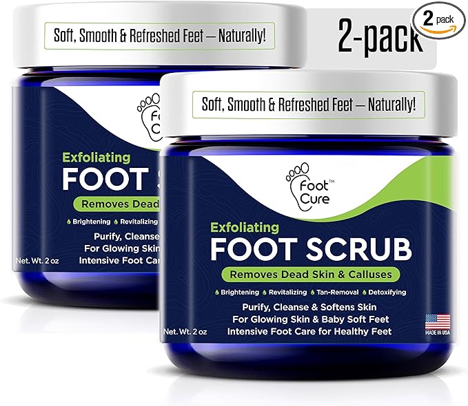 Exfoliating Foot Scrub with Pumice Stone Powder - Gentle Moisturizing Foot Scrub for Dry Skin - Cracked Heel Repair for Smooth, Soft Feet - Pedicure Foot Spa 2 Pack