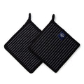 Encasa XO 8 inches Oven Microwave Potholders (2 pc Set) for Kitchen Cooking & Baking - Heat Resistant, Thick & Safe, Protection of Hands from Hot Utensils - Butcher Stripes Black