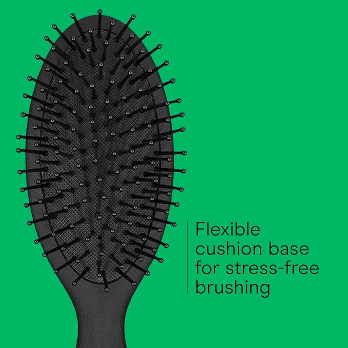 CONAIR Men Hair Brush, Men’s Detangler Brush for Everyday Brushing and All Hair Types, Flexible Cushion Base with Ball-Tipped Bristles Won’t Snag or Pull, Black