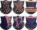 Venswell Neck Gaiter Face Mask Men Women,Seamless Bandana Rave Face Cover Scarf Mask,Balaclava,Headband, Head Wrap,Headwear (A-Blue+Red Flag)
