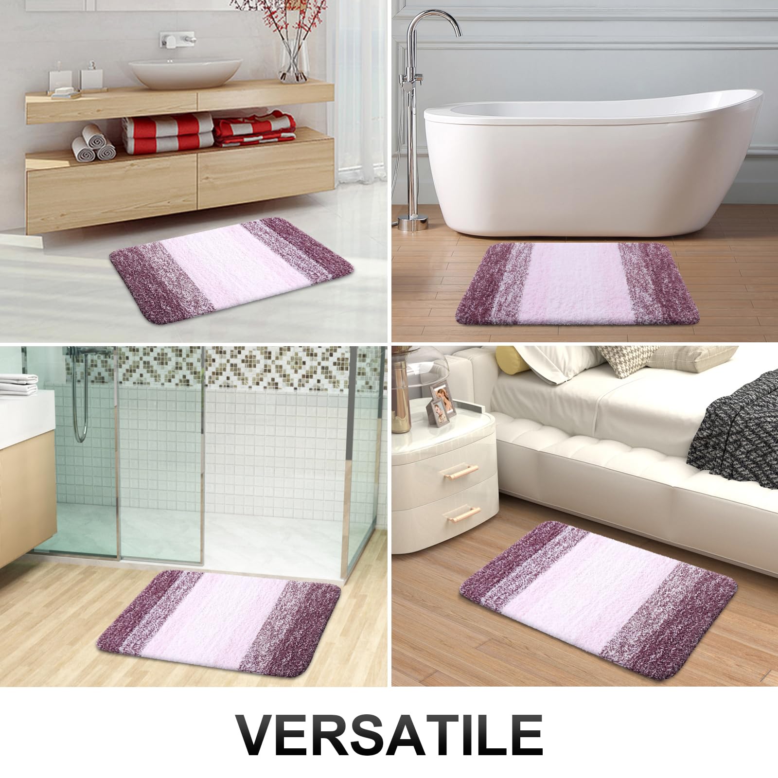 OLANLY Micorfiber Bathroom Rug Set 2 Piece, 24"x16"+U-Shaped 24"x20"