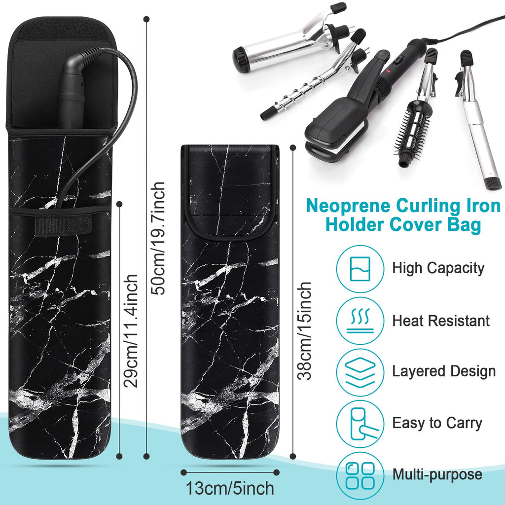 Shappy 2 Pcs Heat Resistant Curling Iron Flat Iron Travel Case,Retro