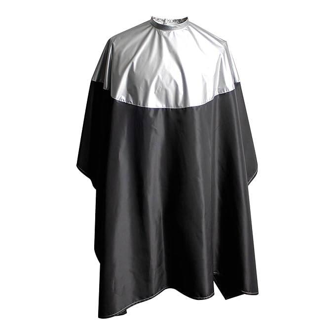 SMARTHAIR Professional Salon Cape Polyester Haircut Apron Shampoo & Chemical Resistant Haircut Cape,54”x62”,Silver & Black,C007011C-S