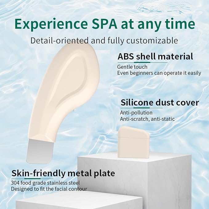 Vangines Blackhead Remover Tool, Stainless Steel Face Scraper, Manual Skin Scrubber Face Spatula with Silicone Cover for Nose, Chin and T-Zone, Skin Care Tool for Men and Women(Beige
