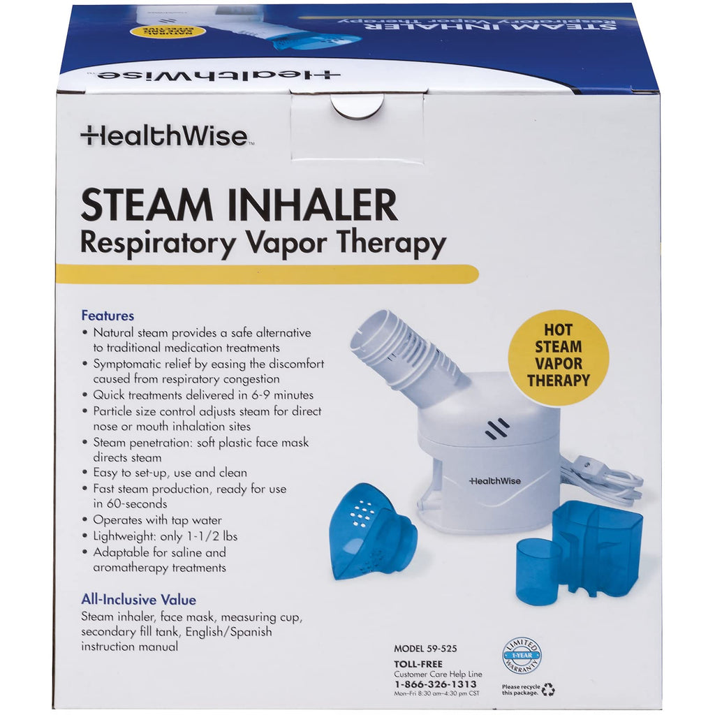 HealthWise Steam Inhaler Respiratory Vapor Therapy | Sinus Pressure, Congestion, Colds & Cough Relief | Facial Steamer, Steam Inhaler, FSA Eligible, Vaporizer or Vocal Steamer | Mask for Cleansing