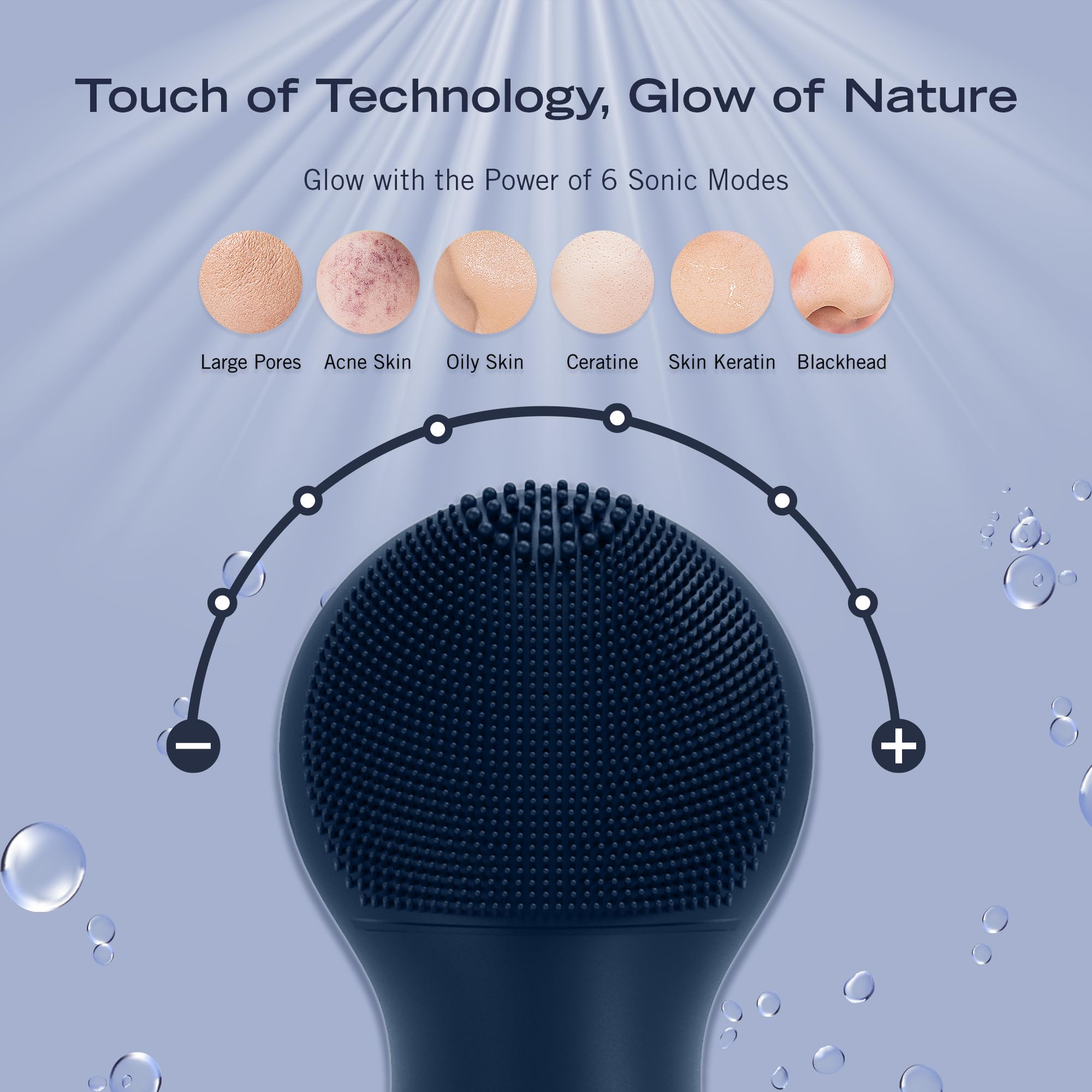 Nautica PC130 Sonic Facial Cleansing Brush Made with Ultra Hygienic Soft Silicone, Waterproof and Rechargeable Face Scrub Brush for Men & Women - (Navy)