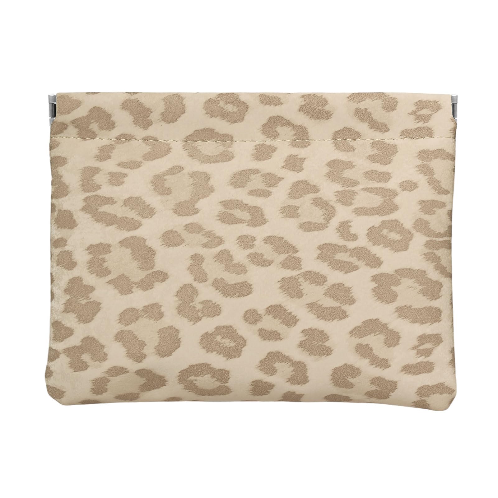 Ksriylm Leopard Leather Small Makeup Pouch for Women,Cosmetic Accessories,Waterproof and Portable Cosmetic Bag,Self-closing, No Zipper, Aesthetic Storage Pouch,Lipstick for Purse,Oyster Grey Brown