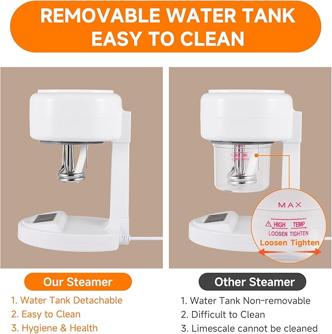 HeavenBird Ozone Facial Steamer, Portable Nano Ionic Face Steamer with LCD Screen, Extendable 360° Rotating Arm, Rotatable Nozzle, Hot Mist Function for Personal Care at Home or Salon