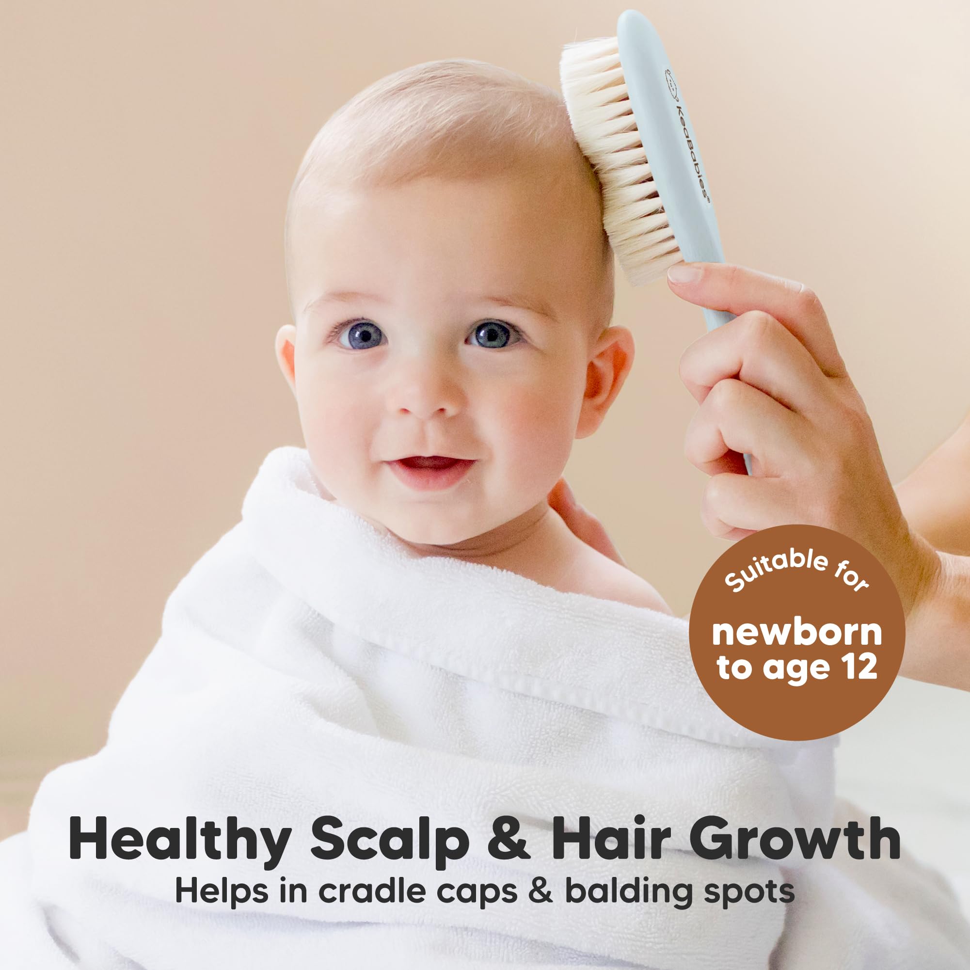 Wooden Baby Hair Brush for Toddler, Infant Cradle Cap (Frost, Regular)