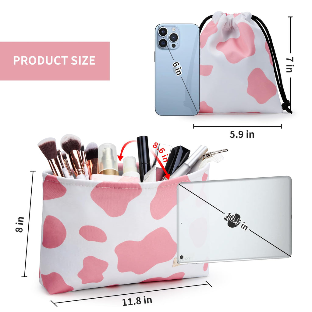 WLLWOO WLLWOO 2pcs Travel Make Up Bags-Cosmetic Bag Nylon Waterproof Large Wide Zipper Coin Purse Travel Toiletry Small Makeup Pouch For Women