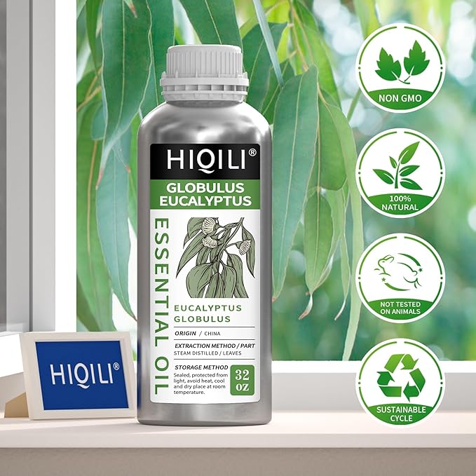 HIQILI Eucalyptus Essential Oil for Spray, Diffuser & Skin