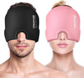 ONLYCARE Migraine Relief Cap,Soothing Migraine Mask,Upgraded Odorless Gel Ice Head Wrap, Hot and Cold Therapy, Headache Ice Pack for Tension and Stress(Black & Pink, 2 Count)