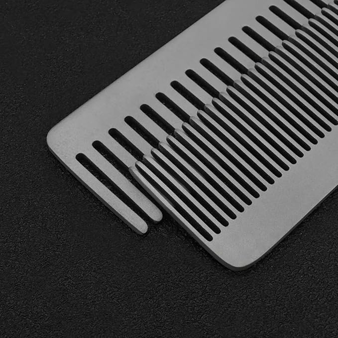 Pure Titanium Hair Comb for Men and Women - Wide Tooth Comb for Curls, Anti-Static Brush with Satin Finish, Compact Pocket Grooming Brush for Travel and Daily Carry