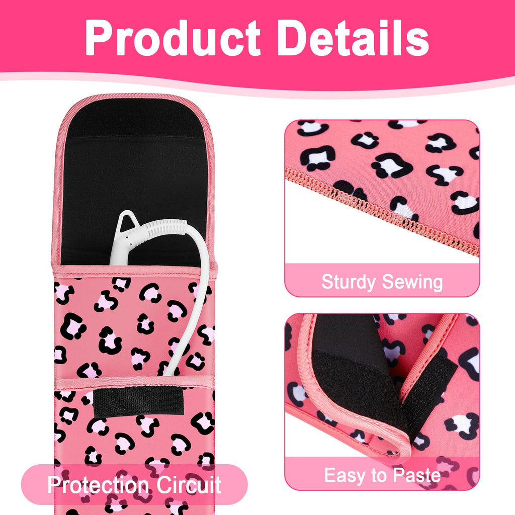 Shappy 2 Pcs Heat Resistant Curling Iron Flat Iron Travel Case,Leopard
