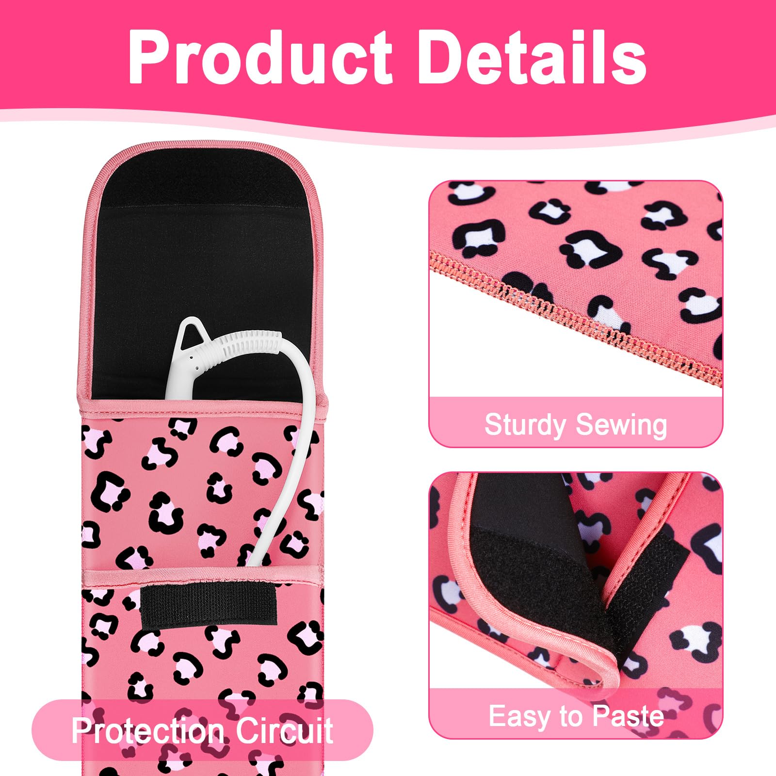 Shappy 2 Pcs Heat Resistant Curling Iron Flat Iron Travel Case,Leopard