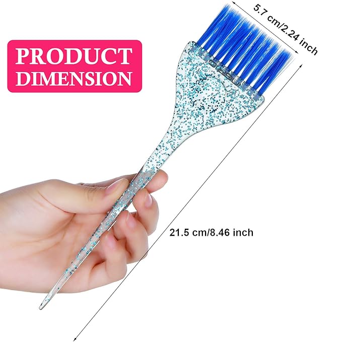 Patelai 6 Pcs Hair Color Brush Set, Glitter Hair Dye Brushes in 3 Colors, Soft Bristle Tint Applicator for Highlighting, Coloring, Tint and Dye, Reusable Salon and Home, 2.24 x 8.46 in