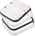 Hoolerry 4 Pcs Hard Clear Zipper Case Makeup Bags Plastic Zipper Pouch Transparent Storage Box Containers for Cosmetics, Snacks, Building Blocks, Puzzles(Clear,9.8 x 7.9 x 2 in,Black and White)