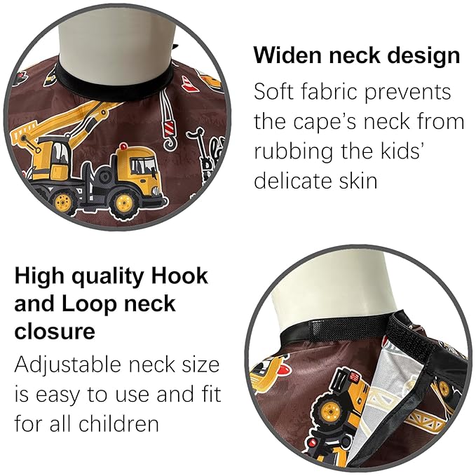Pelocapa Hair cutting Capes for Kids Waterproof Salon Capes Shampoo Capes for Boys Girls Children - 39"× 51" (Construction Vehicle)