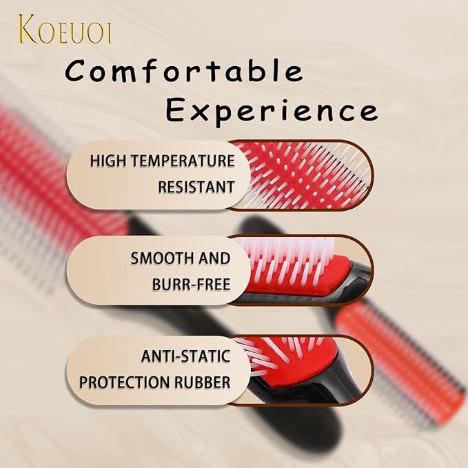 Koeuoi 2 Pcs 9 Row Classic Styling Curly Hair Brush for Detangling, Separating, Shaping. For Women and Men Wet or Dry Hair.