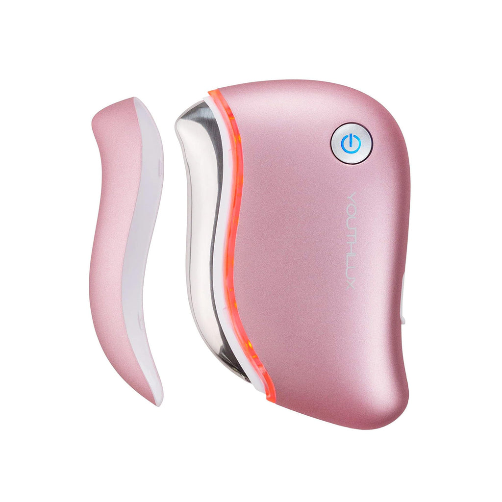 YOUTHLUX ProSculpt Heated Gua Sha Facial Massager – Electric Guasha Tool for Face Sculpting, Relaxation & Skincare | Soothing Vibration Facial Massage Tool with Contoured Design (Rose Gold)