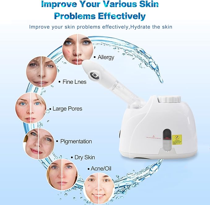 YOKYAK Facial Steamers with 360 Rotatable Sprayer, Face Steamer for Facial Deep Cleaning, Hot Mist Humidifier for Face Spa Sinuses Moisturizing, Home or Salon Use