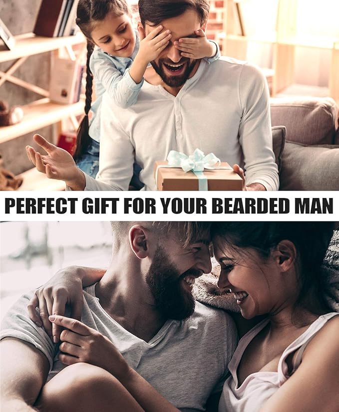 Isner Mile Fathers Gifts for Husband: Beard Grooming Kit for Men Care with Beard Oil Balm Wash Brush Comb & Straight Razor, Christmas Stocking Stuffers Valentines Birthday Gifts for Men Him Boyfriend