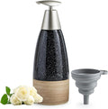 Ceramic Dish Soap Dispenser with 2 Pumps for Hand Soap, Shampoo, Lotion, Conditioner, 12 oz Refillable Soap Bottle with Silicone Funnel for Mother's Day Bathroom & Kitchen, Black