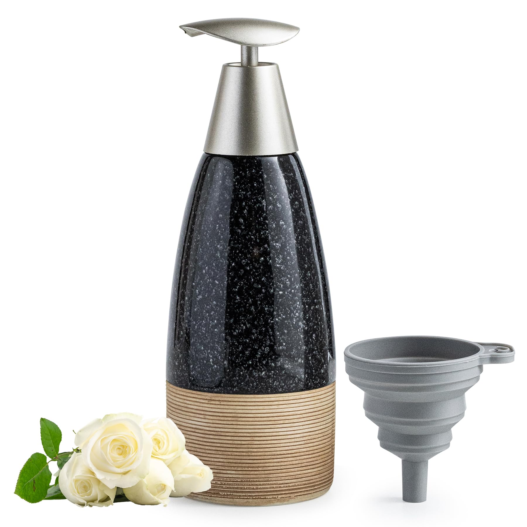 Zoeeker Ceramic Dish Soap Dispenser with 2 Pumps for Hand Soap, 12 oz